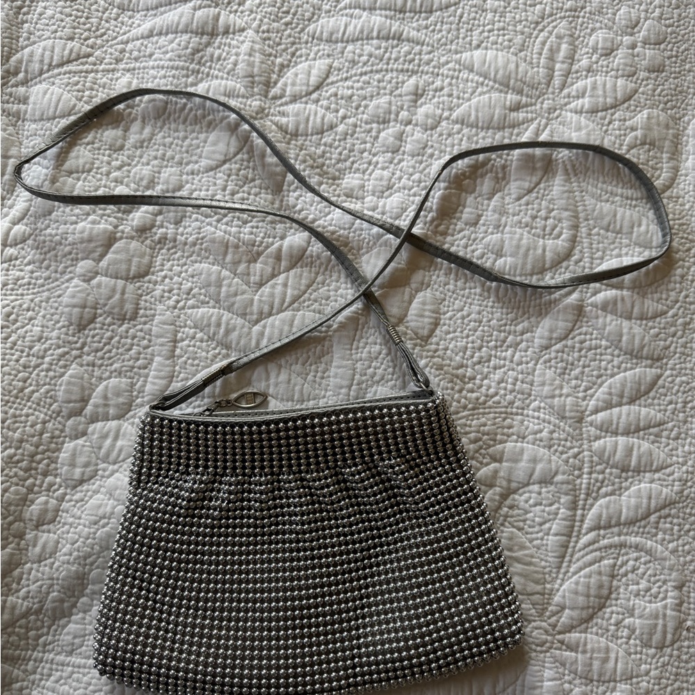 Vintage silver beaded crossbody